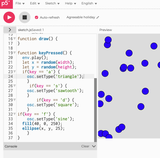 Code example with colour changes