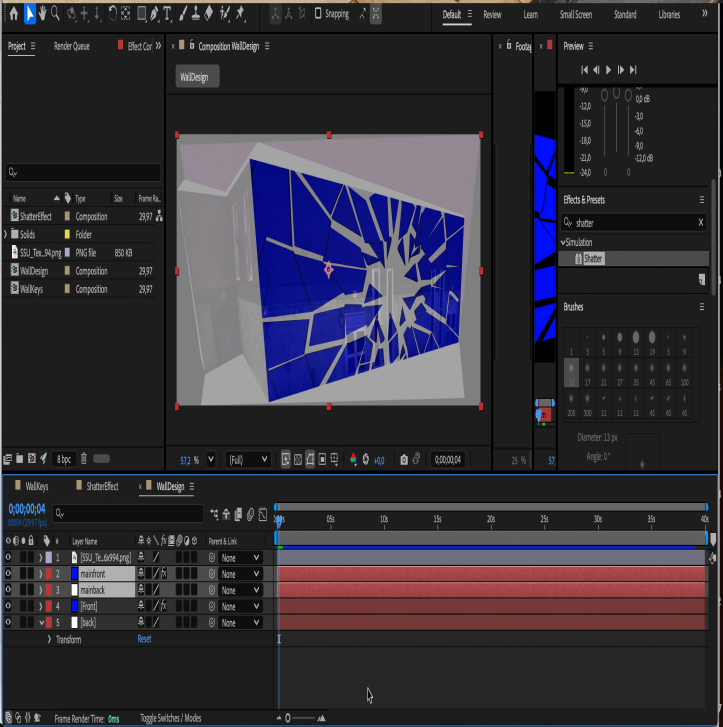 Applying shatter effect on to the front of the building texture