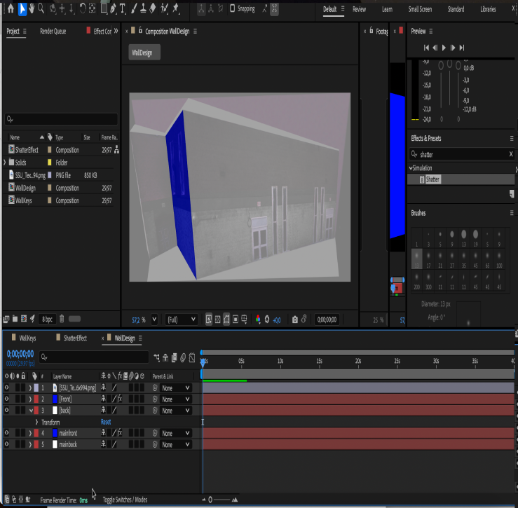 Applying shatter effect on to the side of the building texture